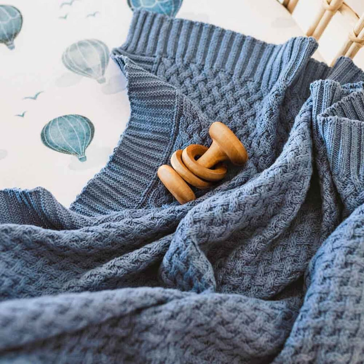 Snuggle Hunny Kids Diamond Knit Baby Blanket - River - NURSERY &amp; BEDTIME - BLANKETS