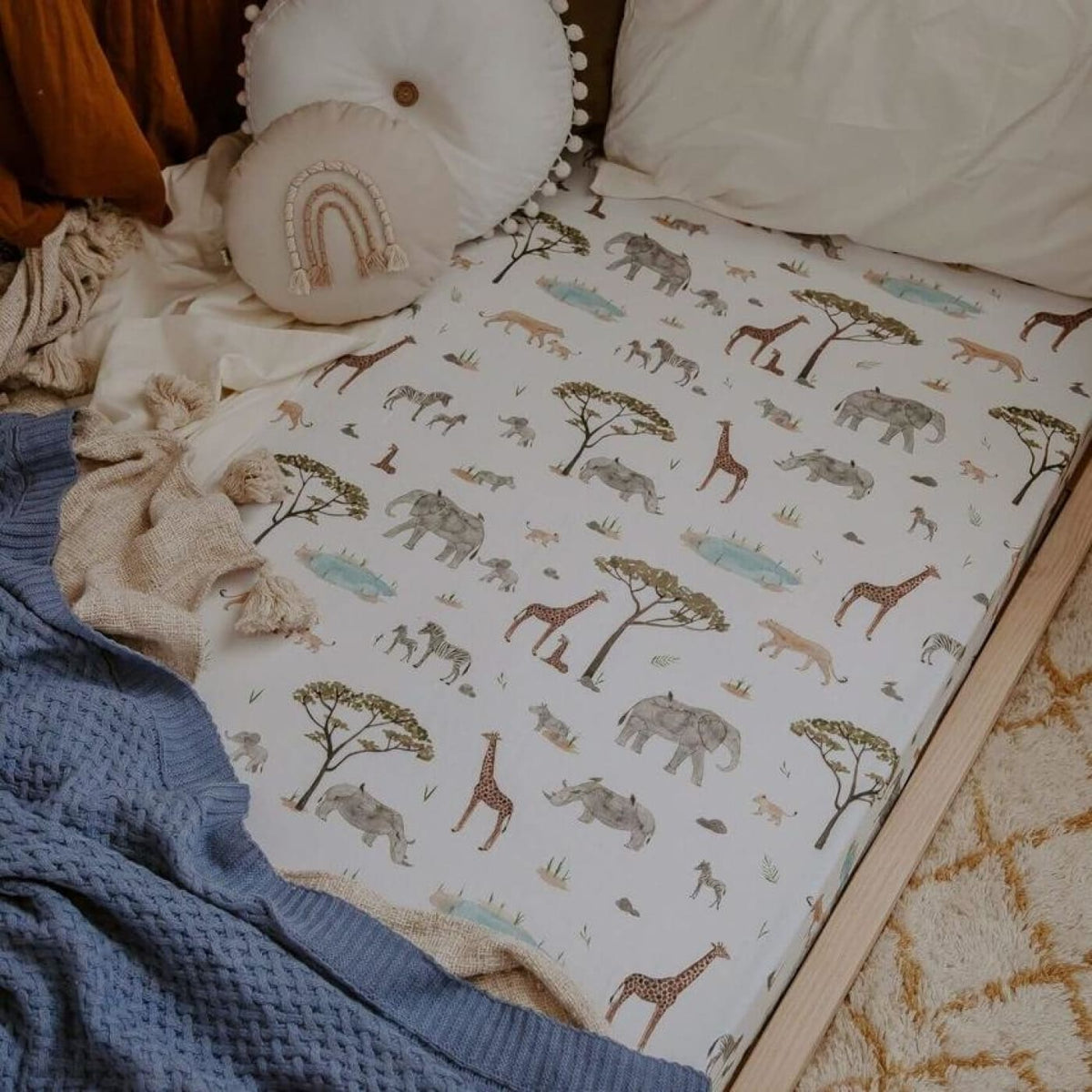 Snuggle Hunny Kids Fitted Cot Sheet - Safari - Safari - NURSERY &amp; BEDTIME - COT MANCHESTER