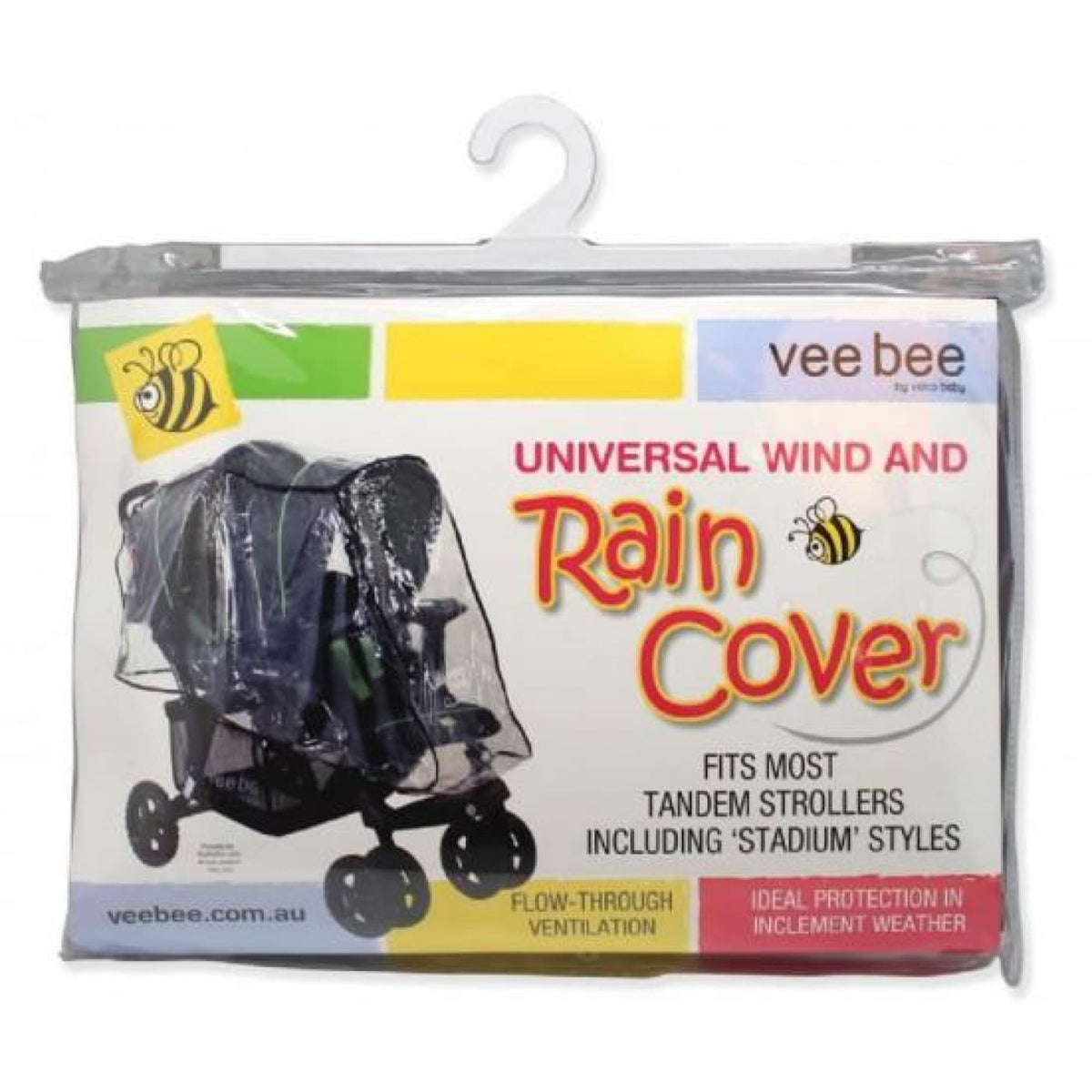 Veebee Raincover Tandem with Dual Hoods - PRAMS &amp; STROLLERS - SUN COVERS/WEATHER SHIELDS