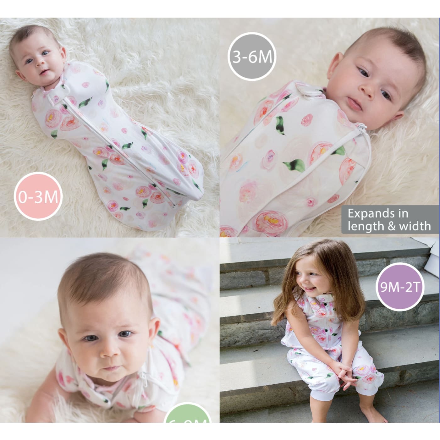 Woombie Grow With Me 5 Leggies - Grey Chevron - 0-18M / Grey Chevron - NURSERY & BEDTIME - SWADDLES/WRAPS