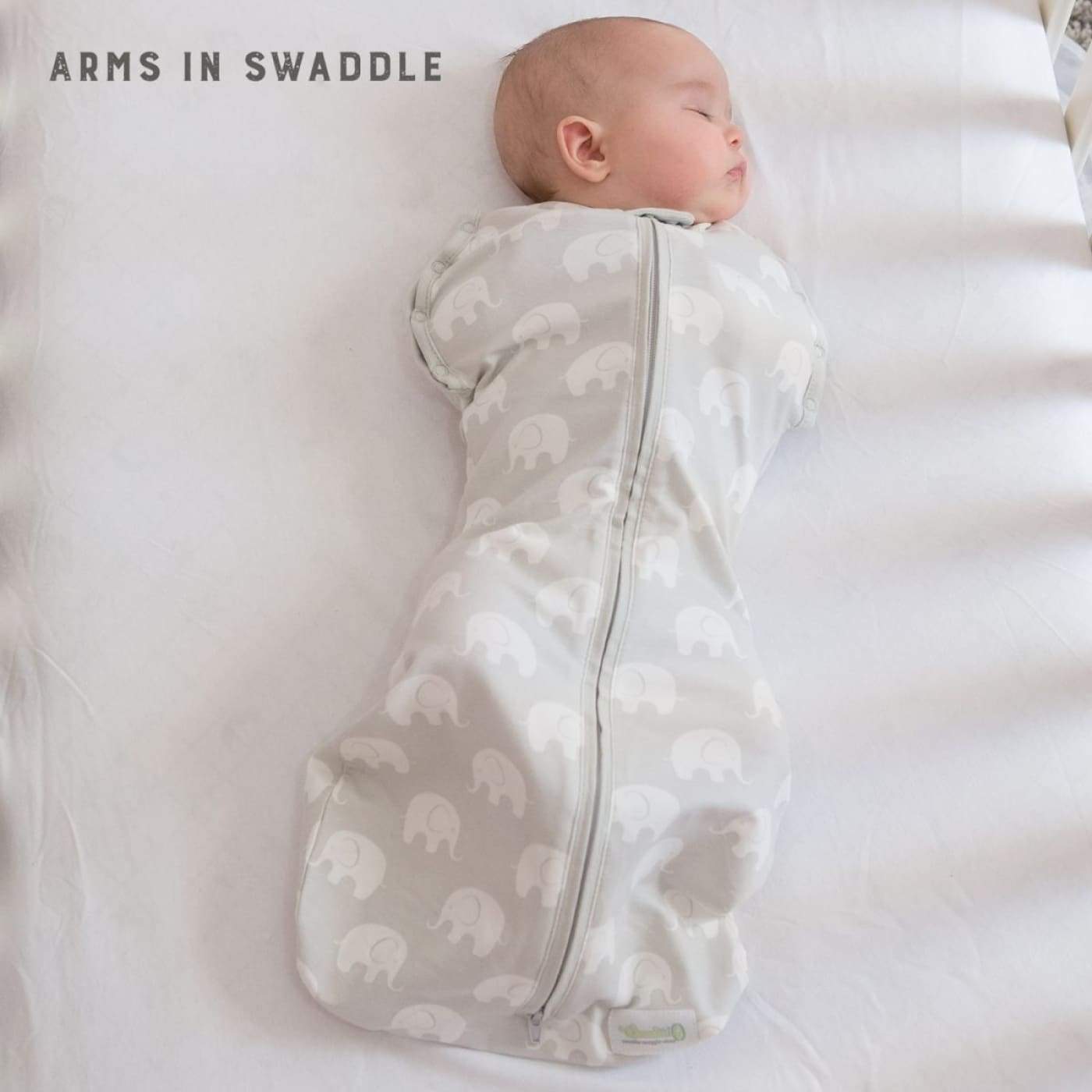 Woombie Hybrid Grey/White Elephant - Big Baby - Big Baby / Grey/White Elephant - NURSERY & BEDTIME - SWADDLES/WRAPS