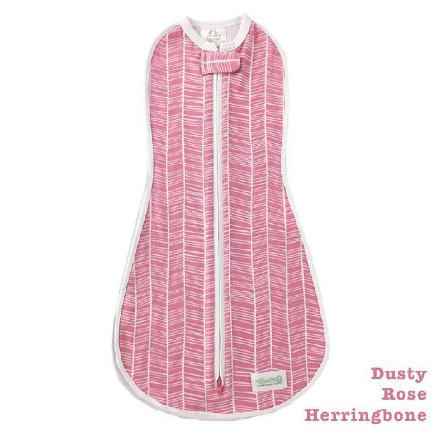 Woombie Original - Dusty Rose Herringbone Newborn 0-3M/2.5-6KG - NURSERY & BEDTIME - SWADDLES/WRAPS